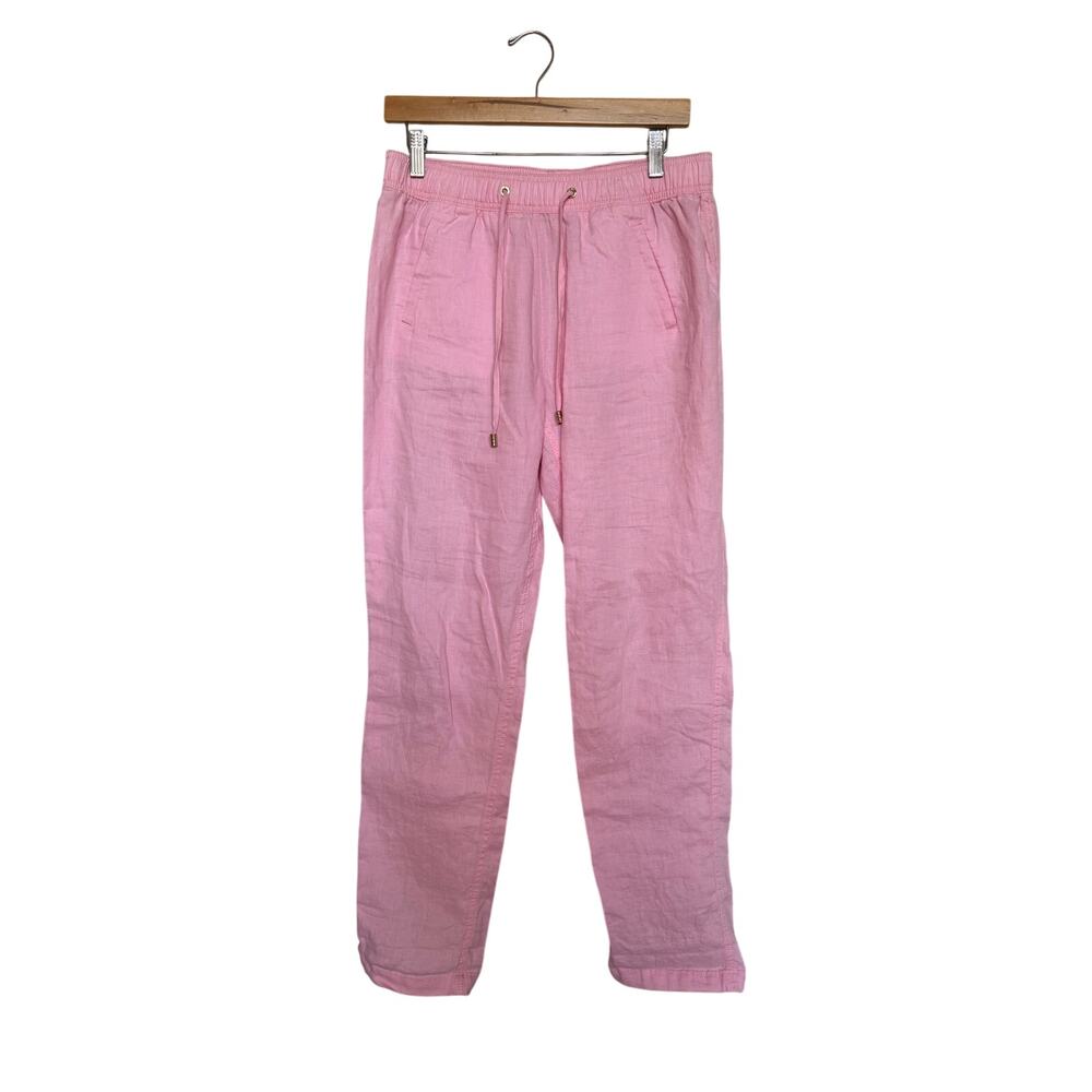 Lilly Pulitzer Taron Mid-Rise Linen Pants Women’s Sz S Pink Pull On Beach Resort